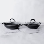 Circulon Origins 4pcs Non-Stick + Hard Anodized 20cm + 24cm Kadai Set with Lids - Pots and Pans