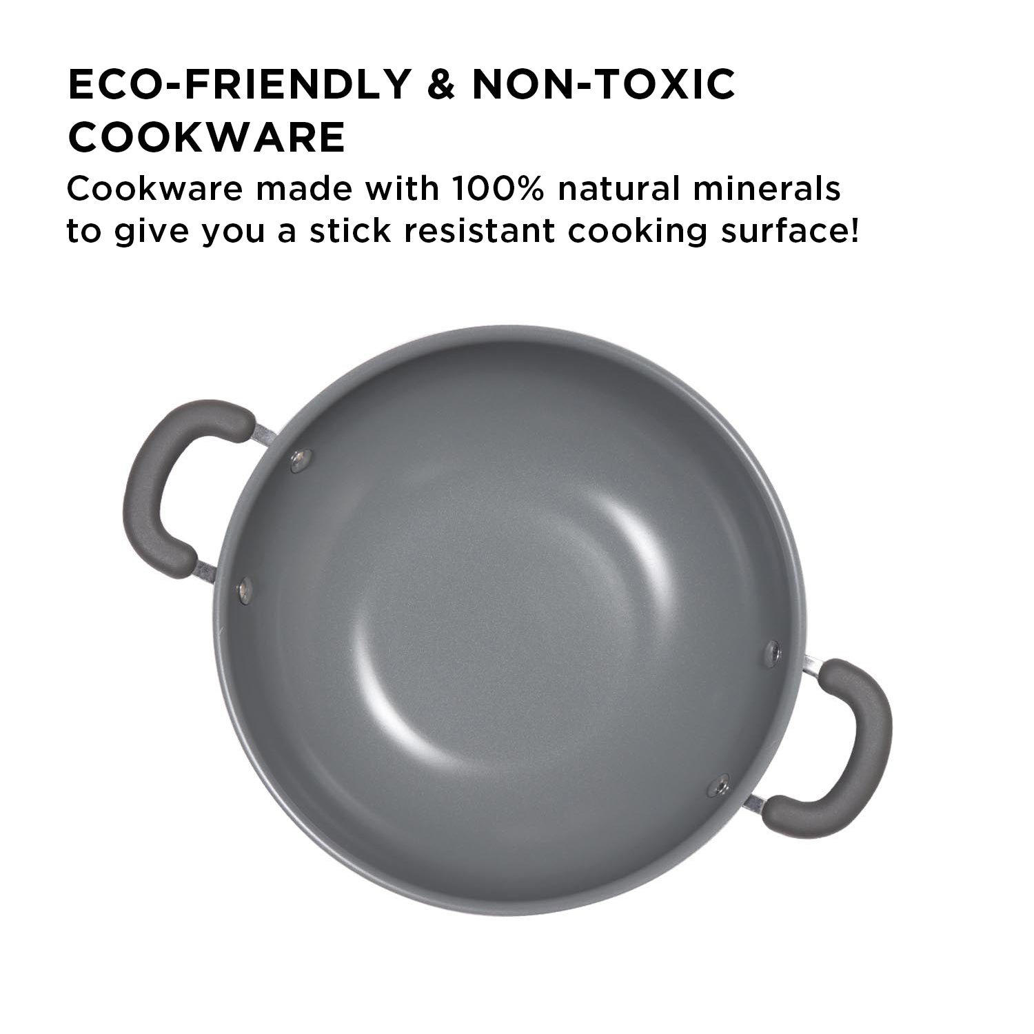 Meyer Anzen Ceramic Coated Cookware 4pcs Set - 20cm Wok/Kadai with Lid + 26cm Wok/Kadai with Lid