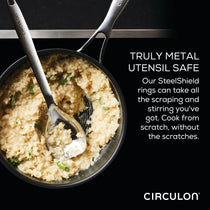 Circulon Clad Stainless Steel Chef's Pan and Spoon Set with Hybrid SteelShield and Nonstick Technology, 24cm, Silver