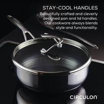 Circulon Clad Stainless Steel Chef's Pan and Spoon Set with Hybrid SteelShield and Nonstick Technology, 24cm, Silver