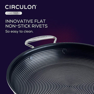 Circulon Clad Stainless Steel Frying Pan / Skillet with Hybrid SteelShield and Nonstick Technology, 22cm, Silver