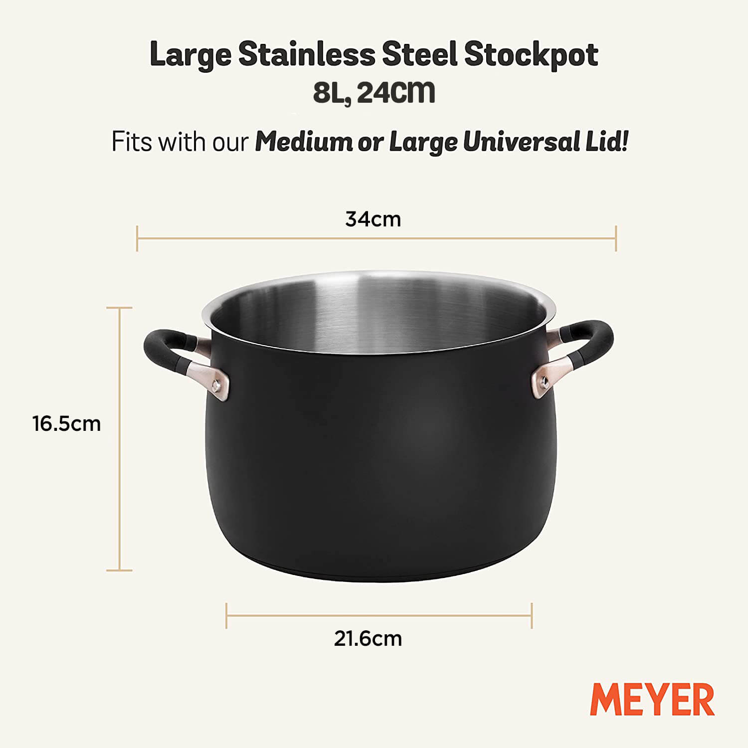 Meyer Accent Series Stockpot, 7.6 Litres