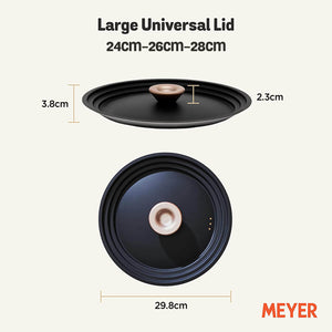Meyer Accent Series Stainless Steel Universal Lid, Large, 28cm, Matte Black