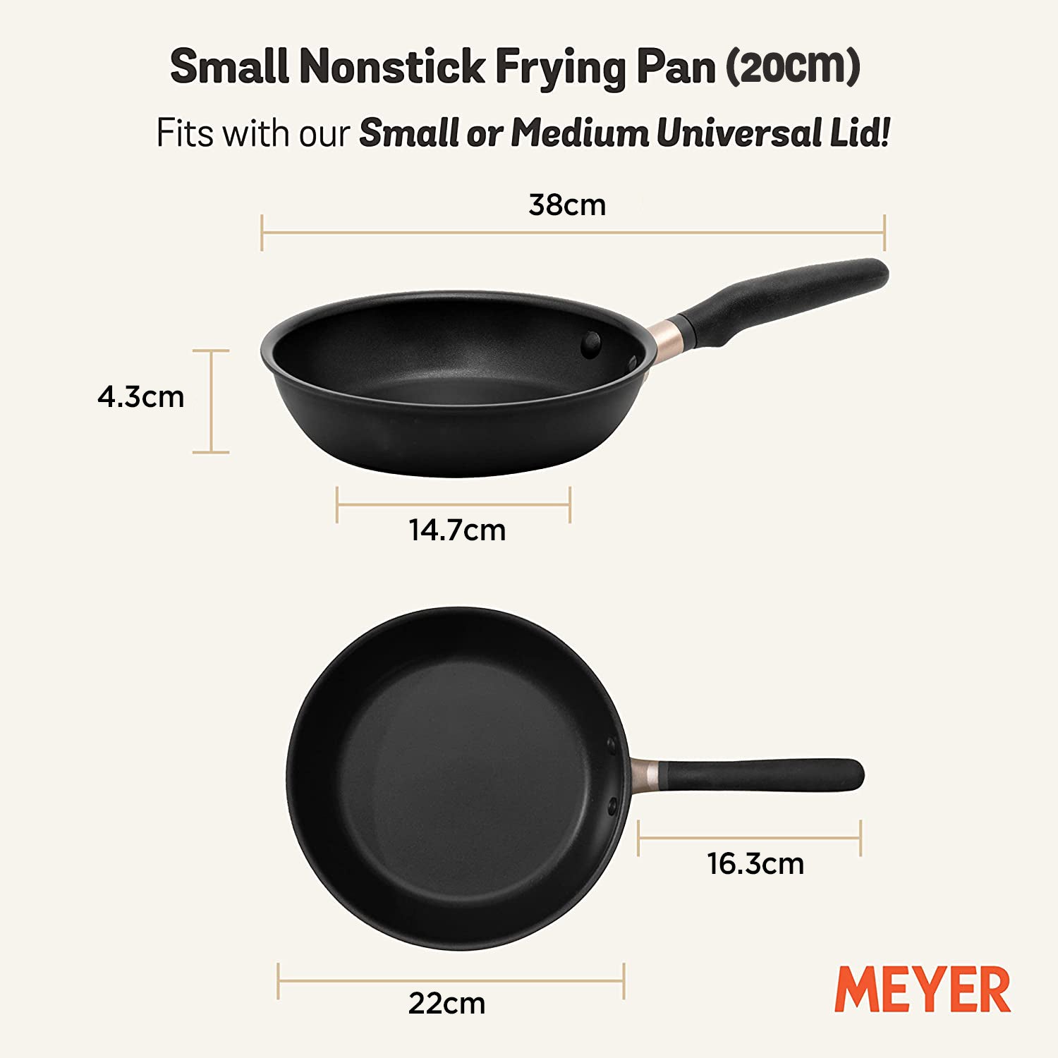Meyer Accent Series Hard Anodized Nonstick Frying Pan/Skillet, 20cm, Matte Black