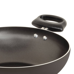 Meyer Non-Stick 5pcs Set (28cm Flat Dosa Tawa + 24cm Frypan + 24cm Kadai with Lid + Nylon Turner) - Pots and Pans