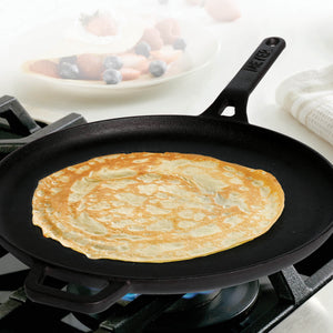 Meyer Cast Iron 2pcs Set - 25cm Grillpan + 28cm Flat Dosa Tawa