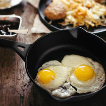 Meyer Pre-Seasoned Cast Iron 2 Piece Cookware Set - 25cm Grill Pan + 26cm Frypan