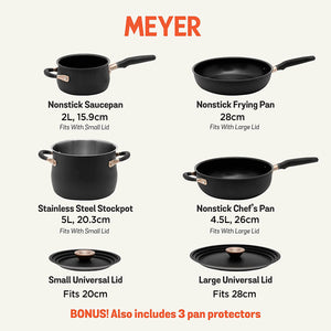 Meyer Accent Series - Hard Anodized Nonstick and Stainless Steel Essential Cookware Set, 6 Piece, Matte Black