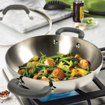 Meyer Trivantage Stainless Steel Triply Cookware Kadai/Wok with Lid, 22cm