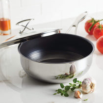 Circulon Clad Stainless Steel Chef's Pan and Spoon Set with Hybrid SteelShield and Nonstick Technology, 24cm, Silver