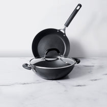 Circulon Origins 3pcs Non-Stick 20cm Frypan + Kadai with Interchangeable Glass Lid - Pots and Pans