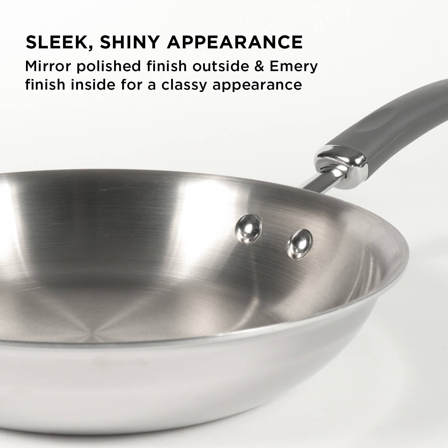 Meyer Trivantage Stainless Steel Triply Cookware 3pcs Set (26cm Frypan + Kadai/Wok with Interchangeable Glass Lid)