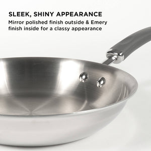 Meyer Trivantage Stainless Steel Triply Cookware 3pcs Set (26cm Frypan + Kadai/Wok with Interchangeable Glass Lid)