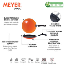 Meyer Non-Stick 2-Piece Tawa Set (Flat and Curved Tawa), Orange - Pots and Pans