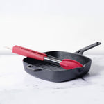 Meyer 2pcs Set - 25cm Cast Iron Grill pan + 12 inch Silicone Tongs - Pots and Pans