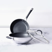 Circulon Momentum 3pcs Set - 32cm Kadai/Wok with Lid + Frypan/Skillet 29cm - Pots and Pans
