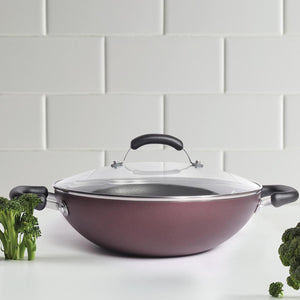 Meyer Merlot Non-Stick 3pcs Set 26cm Frypan + 28cm Kadai with Lid