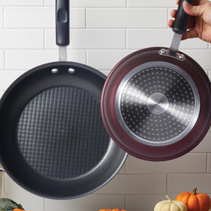 Meyer Merlot Non-Stick 3pcs Set 26cm Frypan + 28cm Kadai with Lid