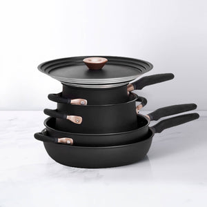 Meyer Accent Series - Hard Anodized Nonstick and Stainless Steel Essential Cookware Set, 6 Piece, Matte Black