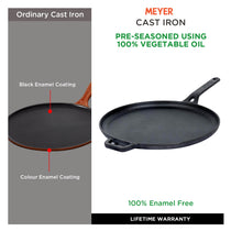 Meyer Pre Seasoned Cast Iron 2 Piece cookware Set 24cm Skillet + 28cm Flat Dosa tawa - Pots and Pans