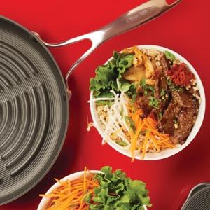 Circulon 2-Piece Set - Round Grill Pan 28cm + Curved Roti Tawa, 26cm - Pots and Pans