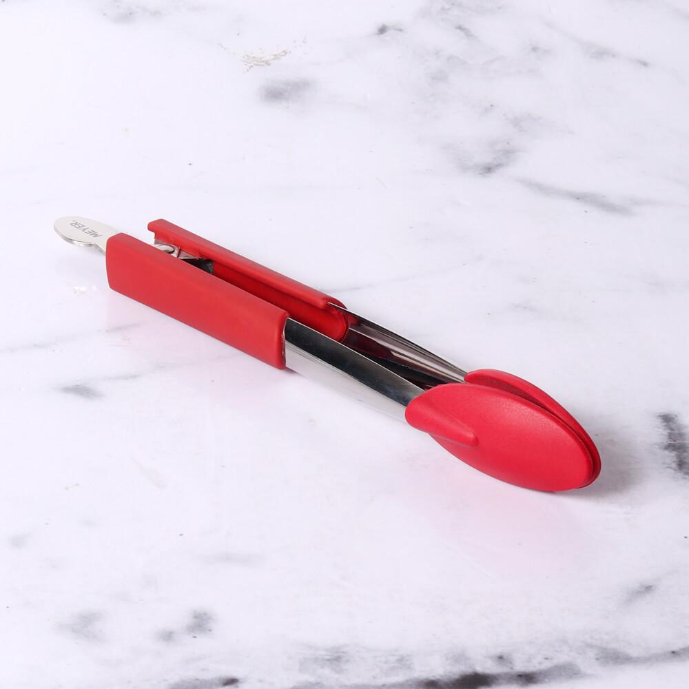 Meyer Crimson Silicone Tongs With Stainless Steel Body, 23cm - Pots and Pans