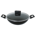 Meyer Safecook Non-Stick Kadai/Wok with Lid, Black ,30cm