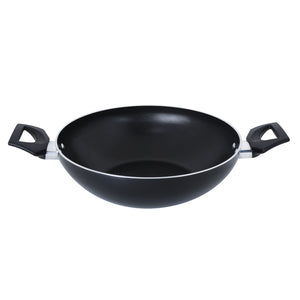 Meyer Safecook Non-Stick Kadai/Wok with Lid, Black ,30cm