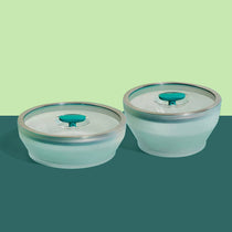 Microwave safe frosted borosilicate glass Anyday dishware set - (Medium Shallow Dish  + Large Shallow Dish) with Lids