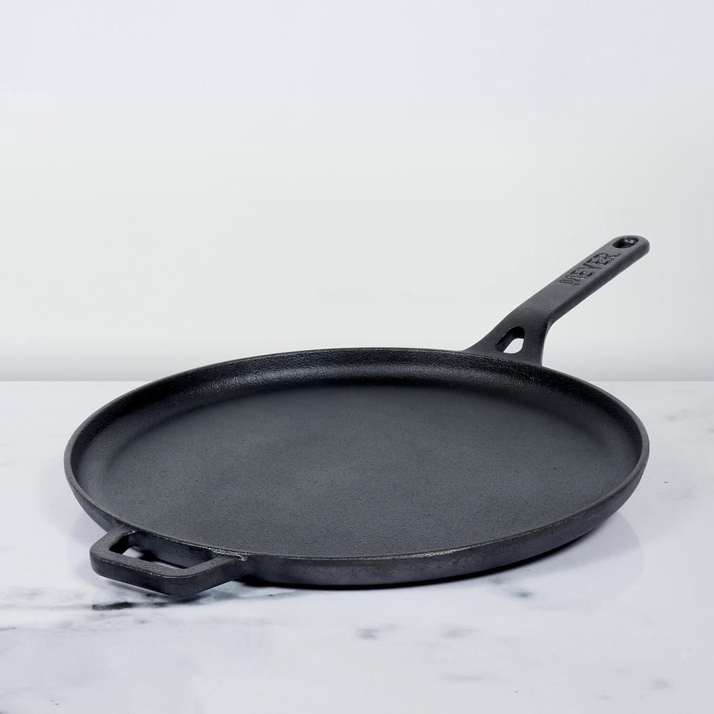 Meyer Pre-Seasoned Cast Iron Flat Dosa Tawa, 28 cm, Black-1