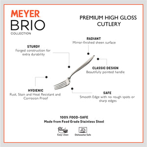 Meyer Brio 6pcs High-Gloss Stainless Steel Table Fork Set - Pots and Pans
