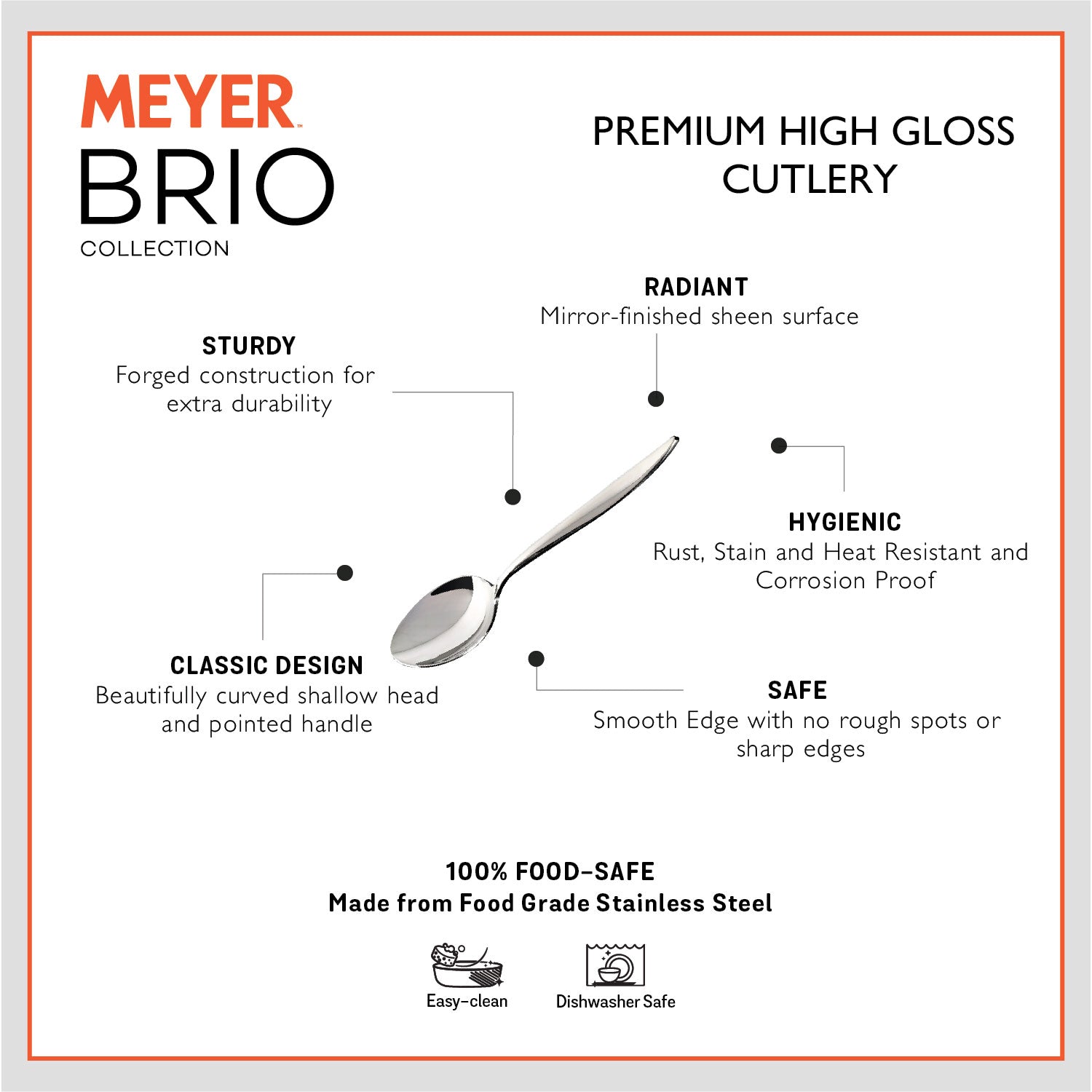 Meyer Brio 6pcs High-Gloss Stainless Steel Table Spoon Set - Pots and Pans