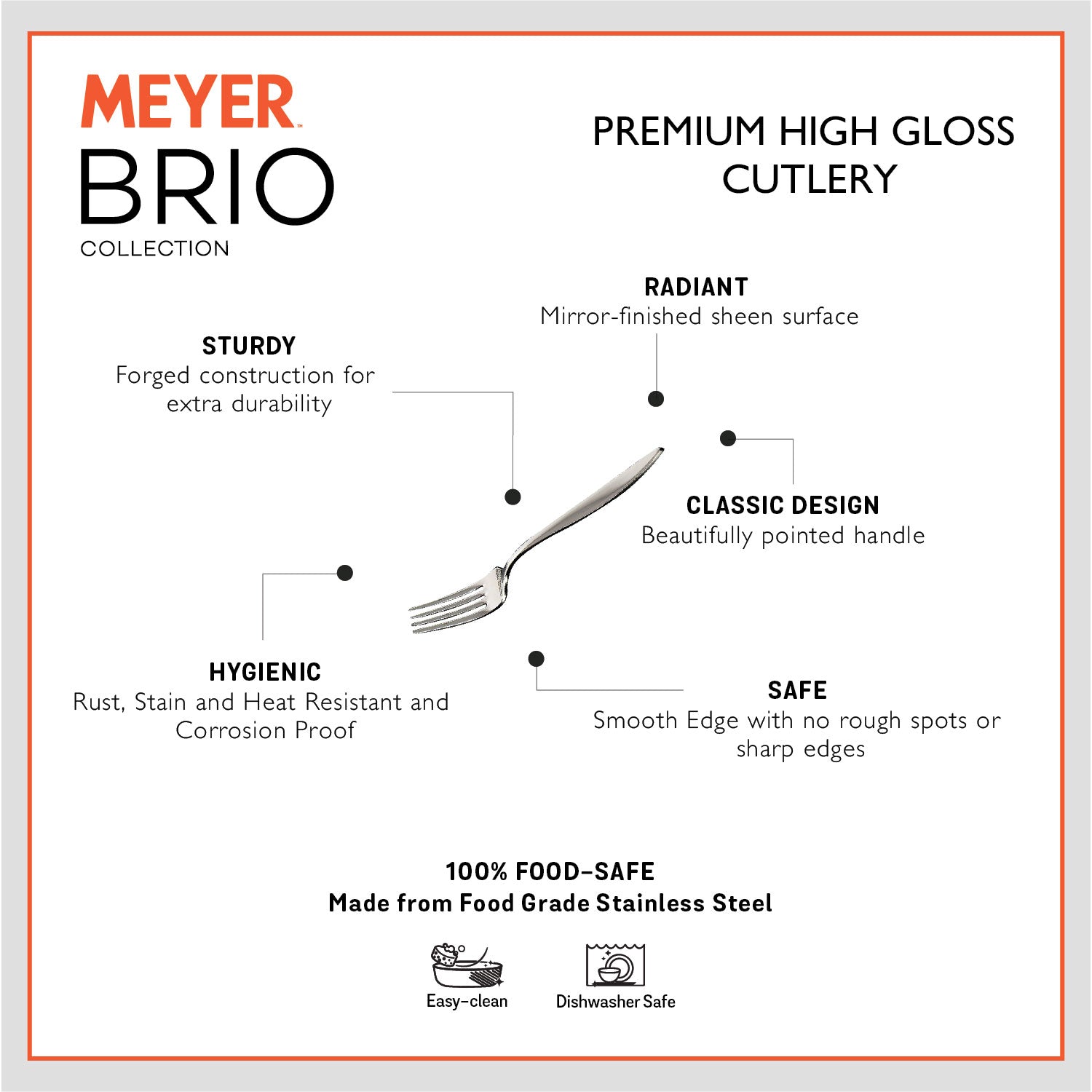 Meyer Brio 6pcs High-Gloss Stainless Steel Tea Fork Set - Pots and Pans