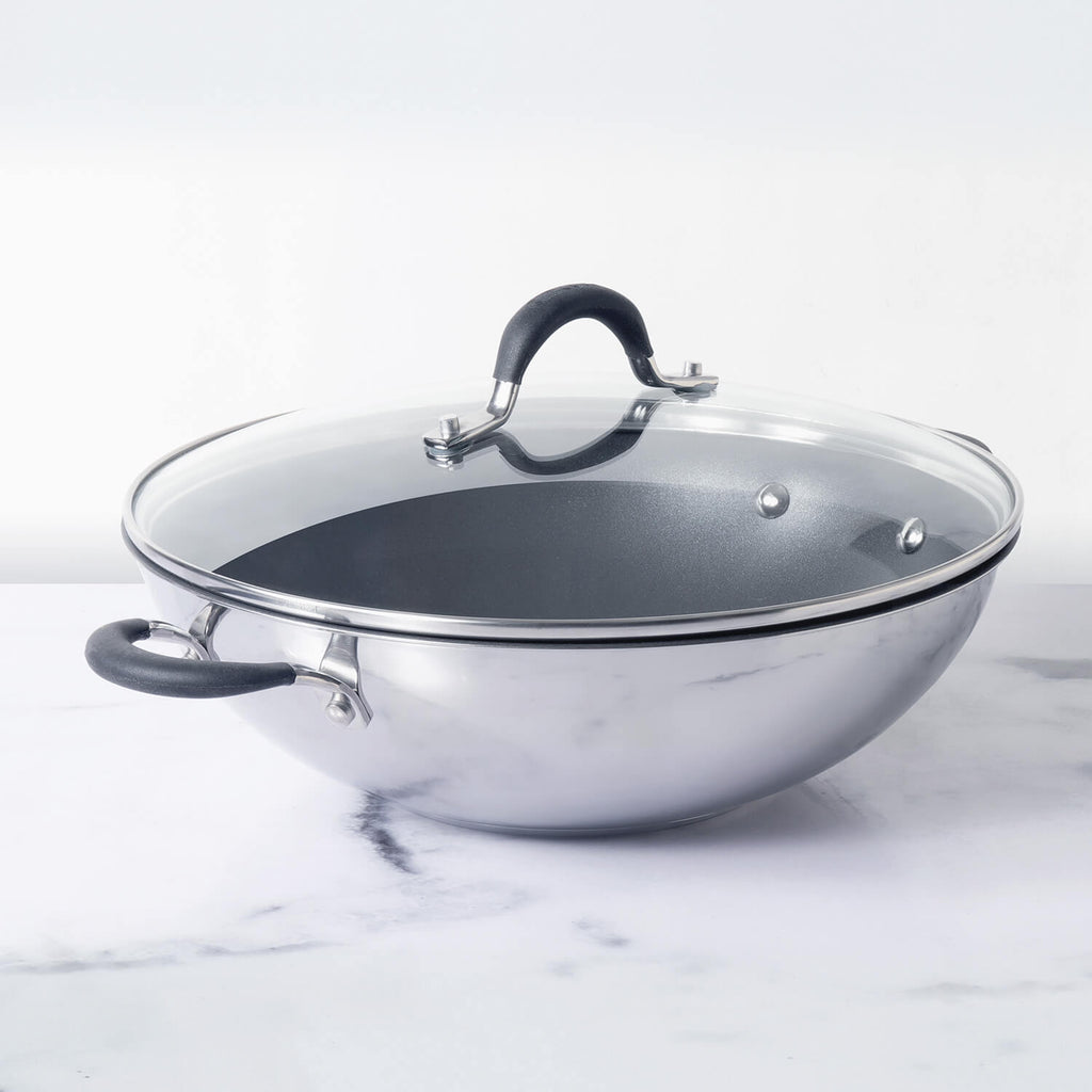 Circulon Momentum 32cm Non-Stick Kadai/Wok with Lid - Pots and Pans