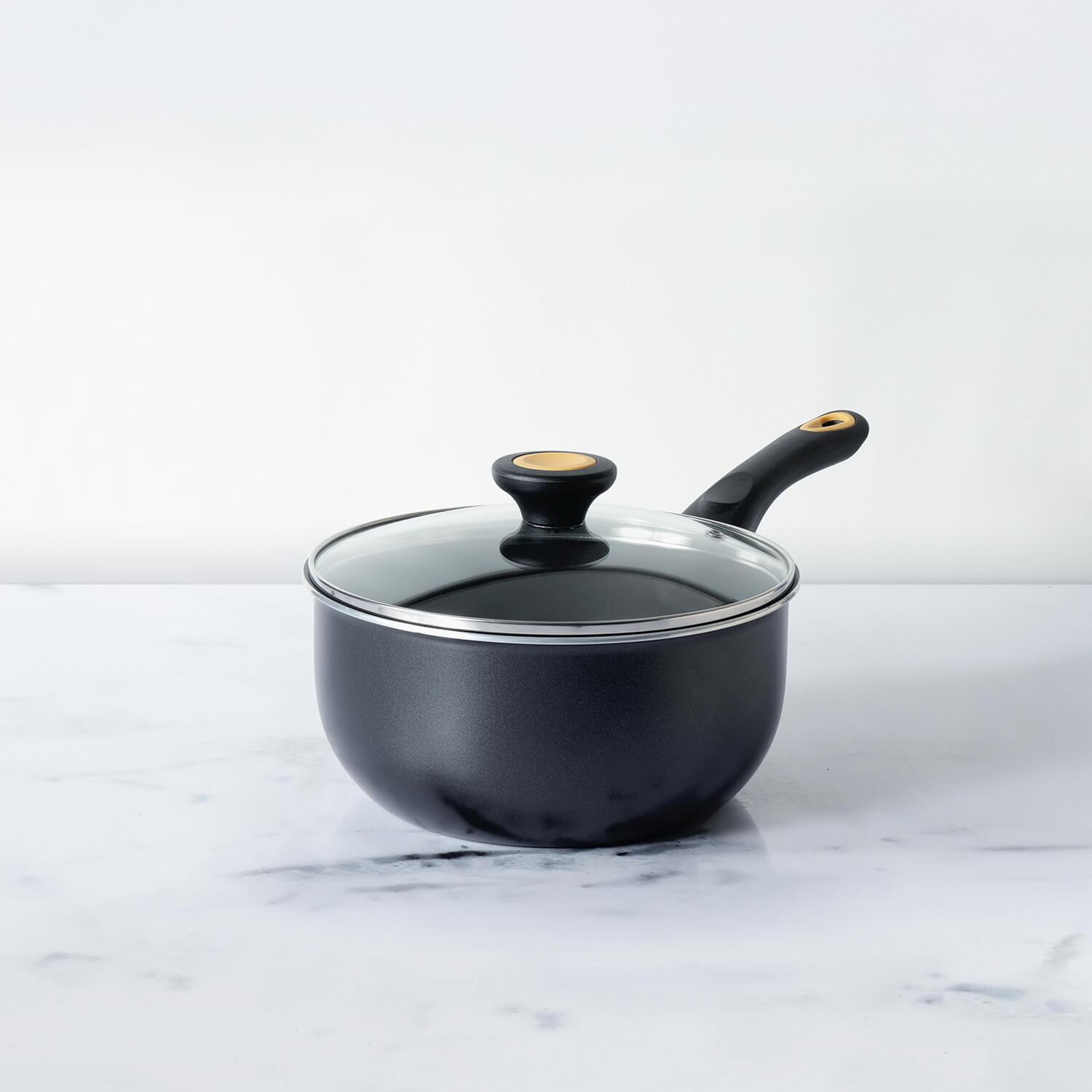 Meyer Skyline Non-Stick Saucepan with Lid 1.4 Litres/16cm, Grey - Pots and Pans