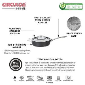 Circulon Infinite Non-Stick + Hard Anodized Sautepan 24cm (Gas & Induction Compatible) - Pots and Pans