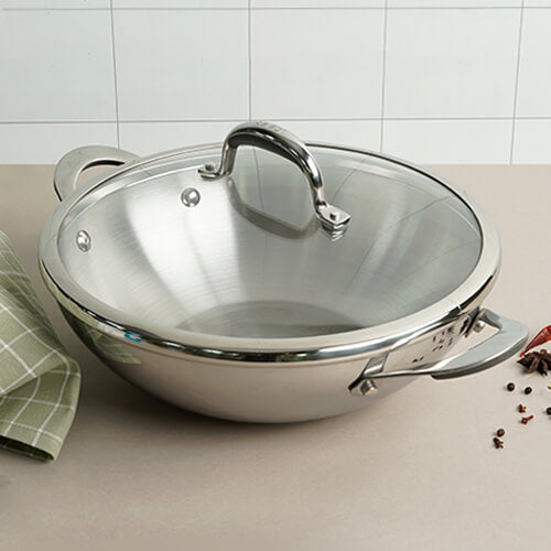 Meyer Select Stainless Steel Kadai 26cm (Induction & Gas Compatible)