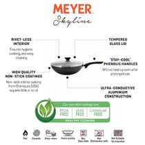 Meyer Skyline Non-Stick Stirfry with Lid 28cm, Grey - Pots and Pans