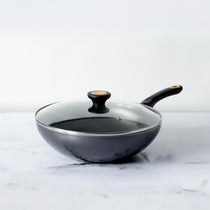 Meyer Skyline Non-Stick Stirfry with Lid 28cm, Grey - Pots and Pans