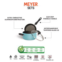 Meyer Non-Stick 3-Piece Cookware Set, Casserole/Biryani Pot + Frypan (Suitable For Gas & Electric Cooktops) - Pots and Pans