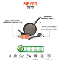 Meyer Non-Stick 3pcs Cookware Set (24cm Frypan + 14cm Milkpan + Nylon Turner) - Pots and Pans