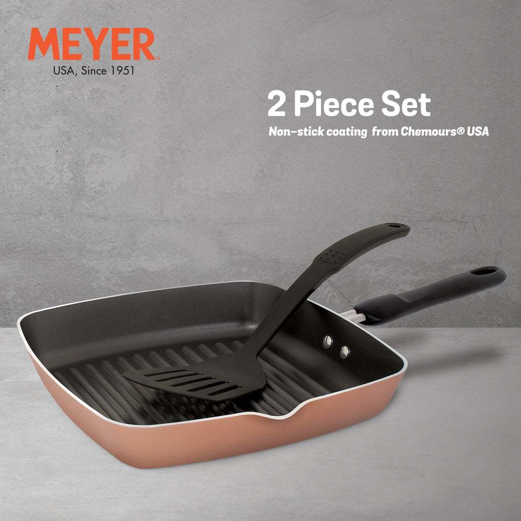 Meyer Non-Stick 2pcs Set, Grillpan with Accessory (Suitable For Gas & Electric Cooktops) - Pots and Pans