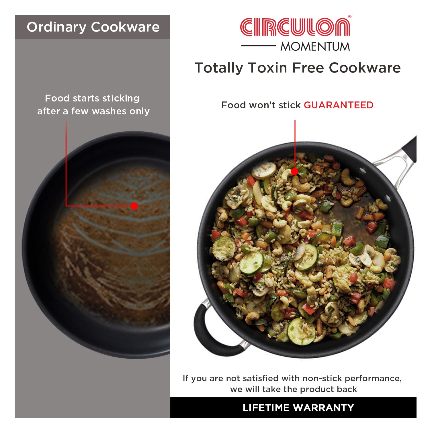Circulon Momentum 27cm Non-Stick Stirfry/Wok with Helper Handle - Pots and Pans