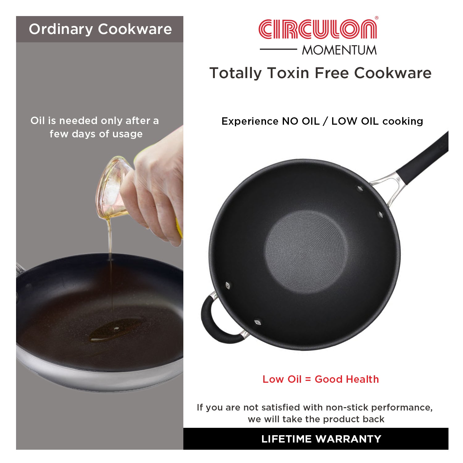 Circulon Momentum 27cm Non-Stick Stirfry/Wok with Helper Handle - Pots and Pans