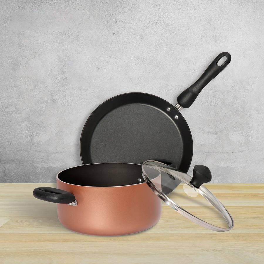 Meyer Non-Stick 3pcs Cookware Set (2.8L/20cm Casserole/Biryani Pot + 24cm Flat Dosa Tawa)