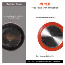 Meyer Flat Tawa Induction, 32cm/3mm Thick, Orange - Pots and Pans