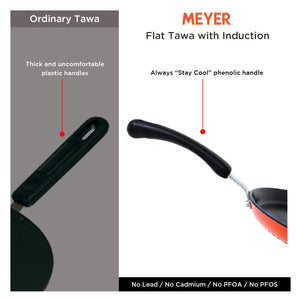 Meyer Flat Tawa Induction, 24cm/3mm Thick, Orange - Pots and Pans