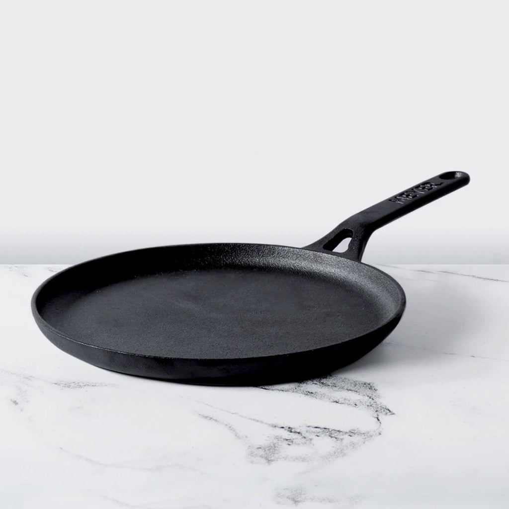 Meyer Pre-Seasoned Cast Iron Flat Dosa Tawa, 24 cm, Black