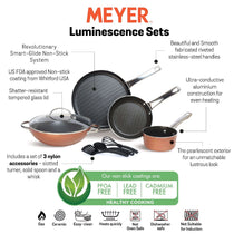 Meyer Luminescence Non-Stick 8pcs Set, Copper (Saucepan+Kadai+Frypan+Tawa+Accessories) - Pots and Pans