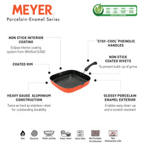 Meyer Non Stick Aluminium Grillpan 28cm, Orange - Pots and Pans